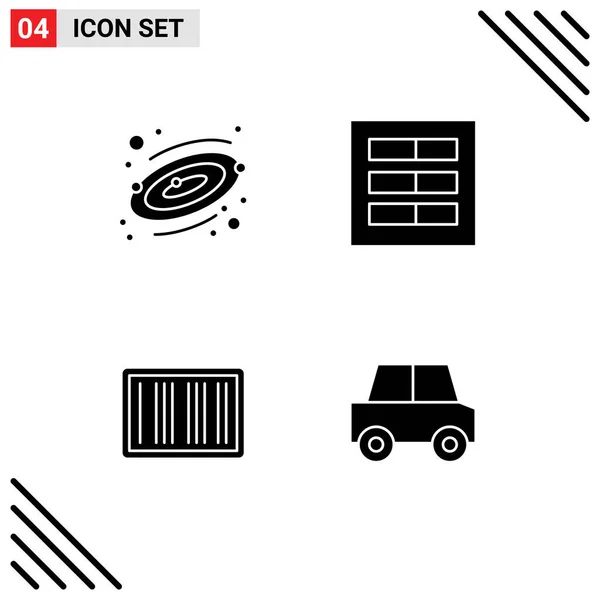 Pictogram Set Van Eenvoudige Solid Glyphs Van Astronomie Barcodes Design — Stockvector