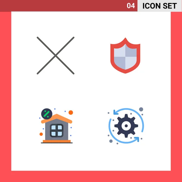 Mobile Interface Flat Icon Set Pictograms Close Arrows Firewall Finance — Archivo Imágenes Vectoriales