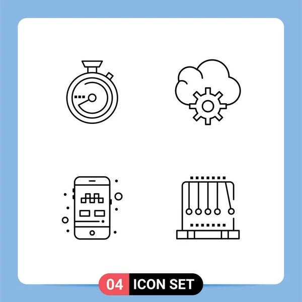 Universal Filledline Flat Colors Set Web Mobile Aplicações Navegar Táxi —  Vetores de Stock