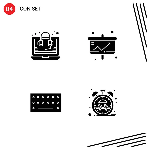 Pictogram Set Simple Solid Glyphs Consulting Hardware Support Model Type — Stockový vektor