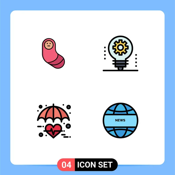 Interface Usuário Filledline Flat Color Pack Modern Signs Symbols Baby — Vetor de Stock
