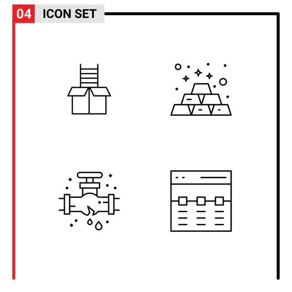 Editable Vector Line Pack Simple Filledline Color Caja Mecánica Escalada — Archivo Imágenes Vectoriales