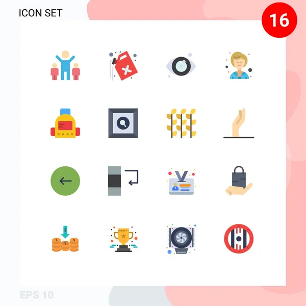 2014 Mobile Interface Flat Color Set Pictograms Product Education Eye — 스톡 벡터