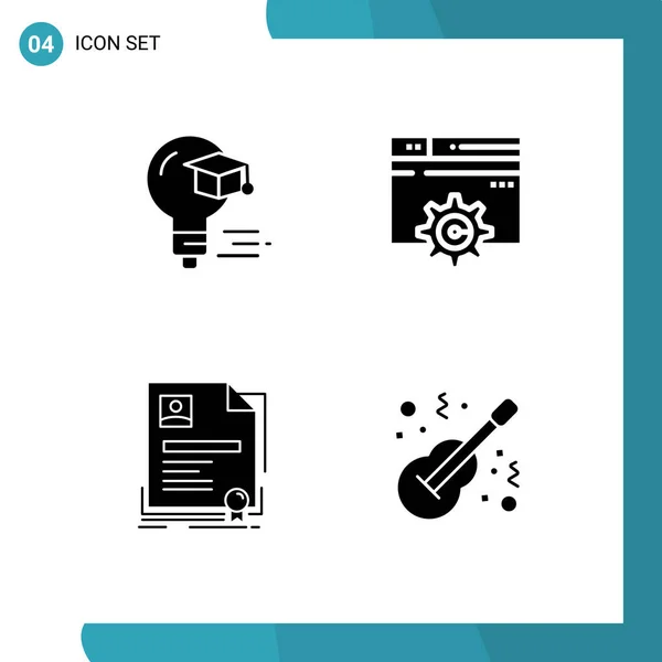 Paket Vector Line Yang Dapat Diedit Dari Glif Solid Sederhana - Stok Vektor