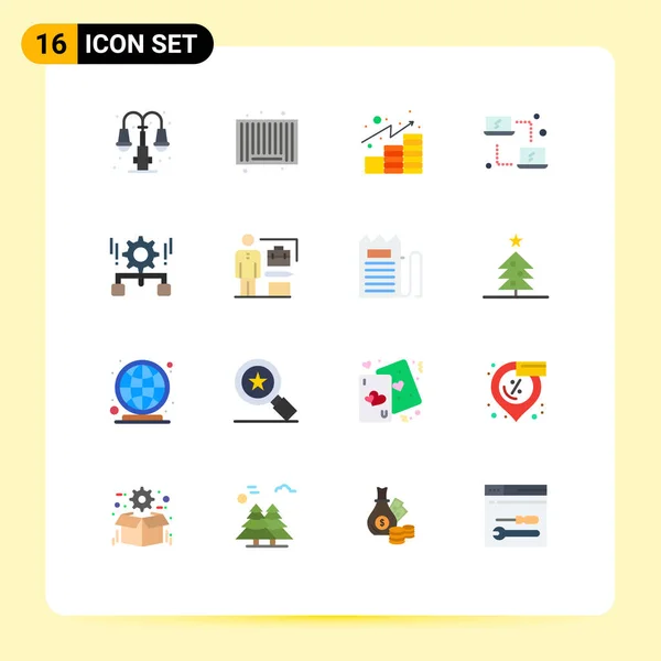 16用于Web和Mobile Applications Gear Transfer Analysis Tics Networking Computing Able Pack — 图库矢量图片