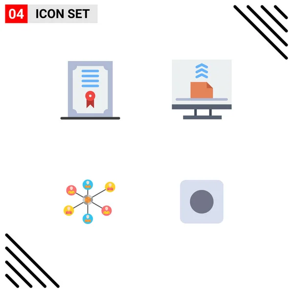 Pack Icônes Plates Créatives Certificat Internet Communication Bureau Groupe Éléments — Image vectorielle