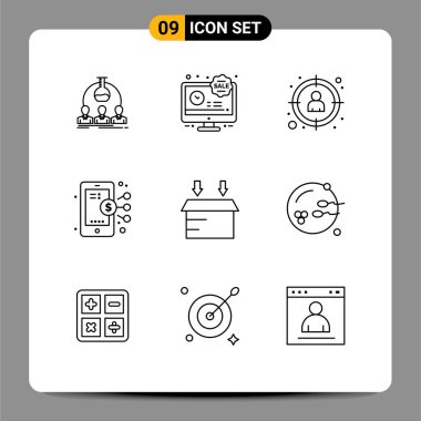 Mobil ve Uygulamalar Web siteleri için 9 Taslak konsept paylaşım, iş, indirim, dijital, hedef Vector Design Elements