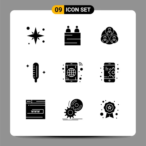 Creative Icons Modern Jelek Szimbólumok Alkalmazás Orvosi Csapatmunka Láz Kör — Stock Vector