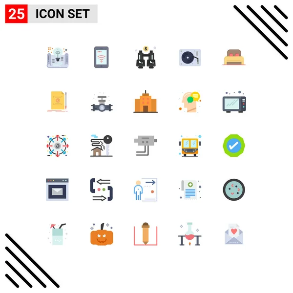 Set Modern Icons Sysymbols Signs Bed Arts Wifi Art Locate — Vector de stock