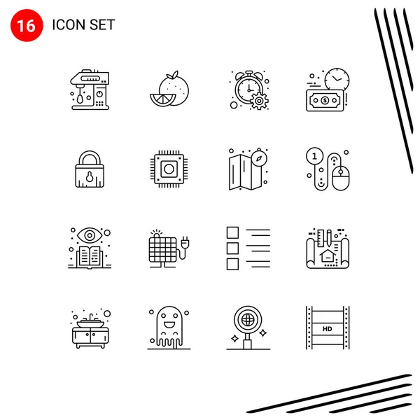 Set Modern Icons Sysymbols Signs Security Money Mardi Gras Investment — Archivo Imágenes Vectoriales