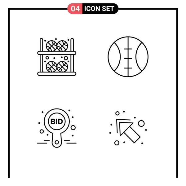 Modernes Set Von Filledline Flache Farben Piktograph Von Ball Gebot — Stockvektor