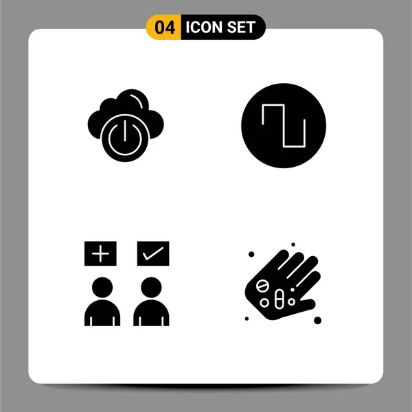 User Interface Pack Basic Solid Glyphs Cloud Online Wave Correct — Stock Vector