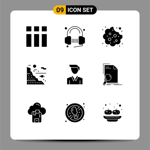 Stock Vector Icon Pack Mit Linienzeichen Und Symbolen Für Angeln — Stockvektor