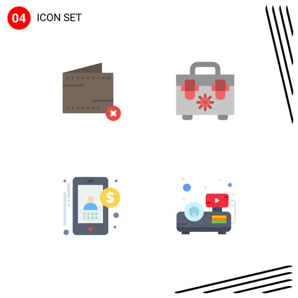 Mobile Interface Flat Icon Set Pictograms Close Accounting Money Construction — Stock Vector