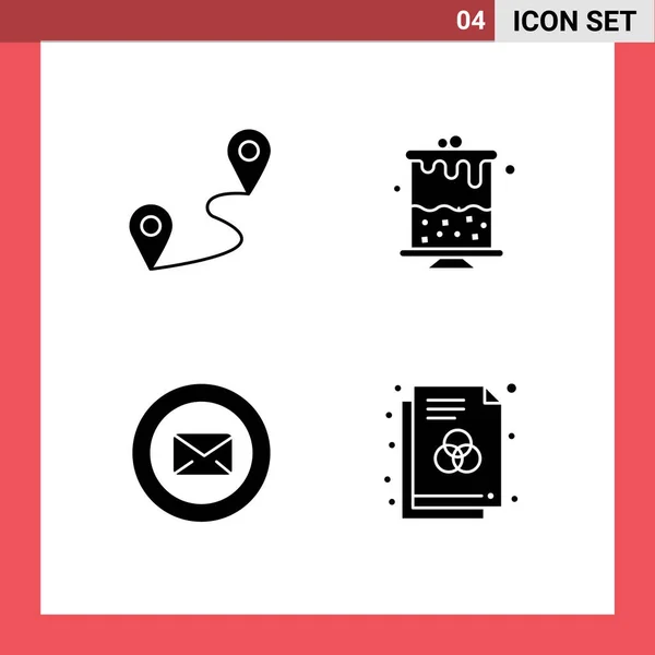 Set Modern Icons Symbols Signs Location Text Message Birthday Chat — Stock Vector