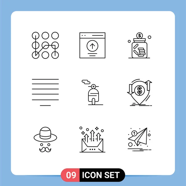 Universal Icon Symbols Group Modern Outlines Motor Center User Align — 스톡 벡터