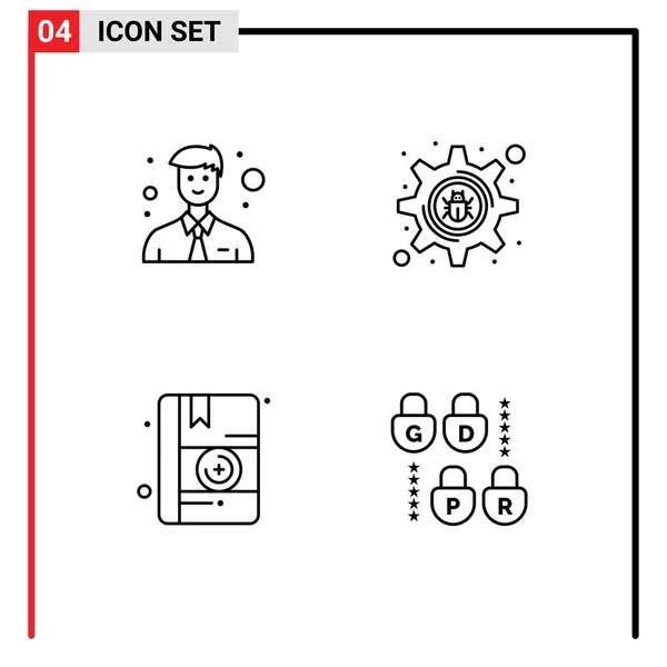 Editable Vector Line Pack Simple Filledline Flat Colors Business Gdpr — Stockvector