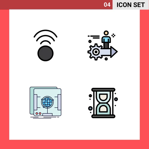 Vector Stock Icon Pack Líneas Signos Símbolos Para Conexión Holografía — Vector de stock