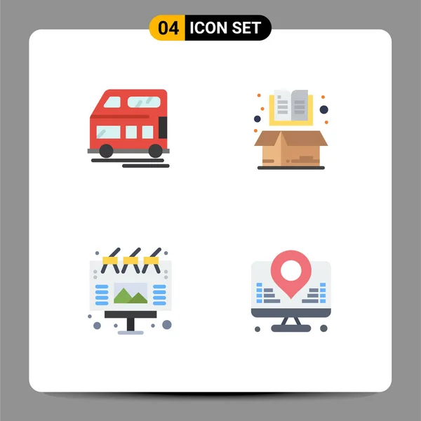Set Von Vector Flat Icons Grid Für Bus Anzeige Fahrzeug — Stockvektor