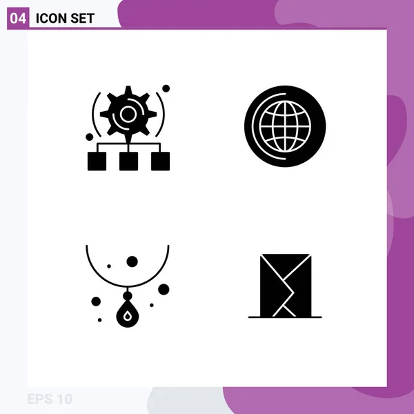 Set Modern Icons Sysymbols Signs Setting Jewelry Server Email Editable — Vector de stock