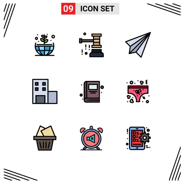 2015 Mobile Interface Filledline Flat Color Set Pictograms Education University — 스톡 벡터