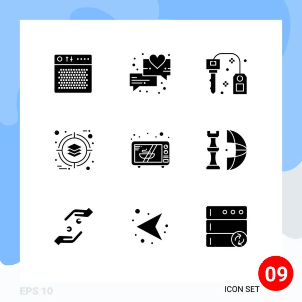 Creative Icons Modern Signs Sysymbols Microwave Product Hotel Management Business — Vector de stock