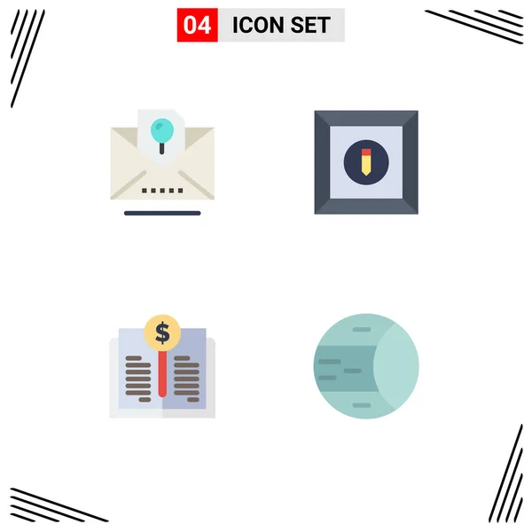 Set Modern Icons Sysymbols Signs Envelope Investing Party Product Planet — Vector de stock