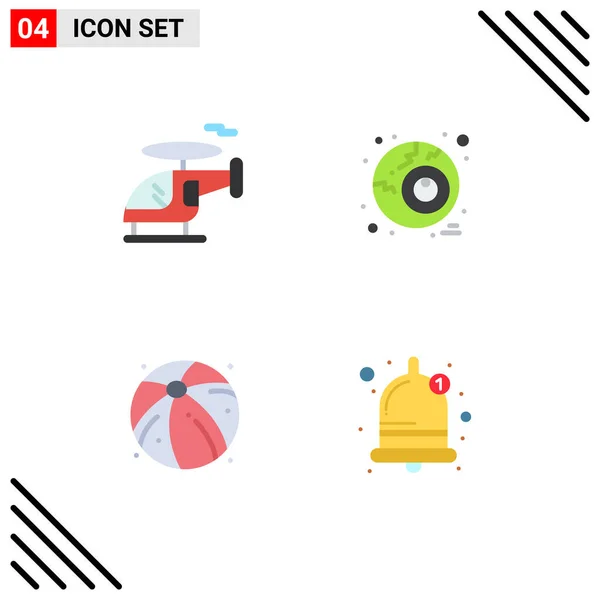 Set Commercial Flat Icons Pack Helicopter Alarm Eye Ball Sound — Stock Vector