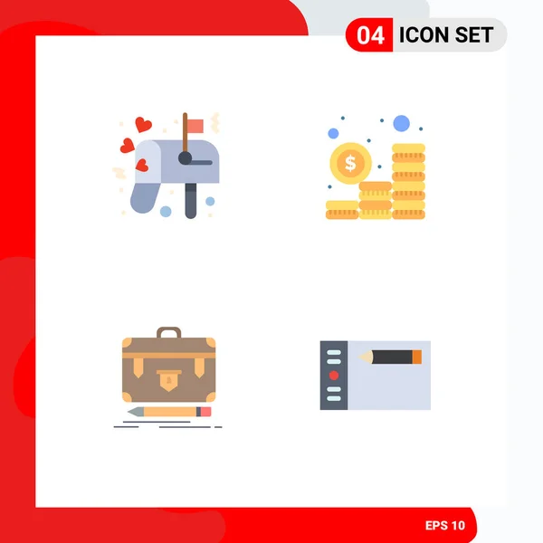 User Interface Pack Basic Flat Icons Box Business Mail Money — Stockový vektor