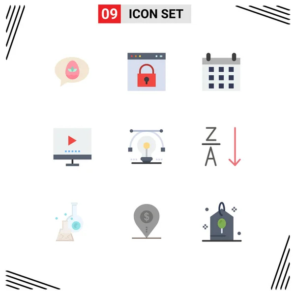 Vector Flat Colors Grid Bulb Password Technology Devices Editable Vector — 스톡 벡터