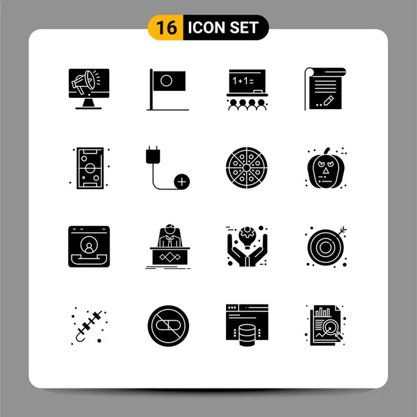 Set Commercial Solid Glyphs Pack Note Education Country Document Board — Archivo Imágenes Vectoriales