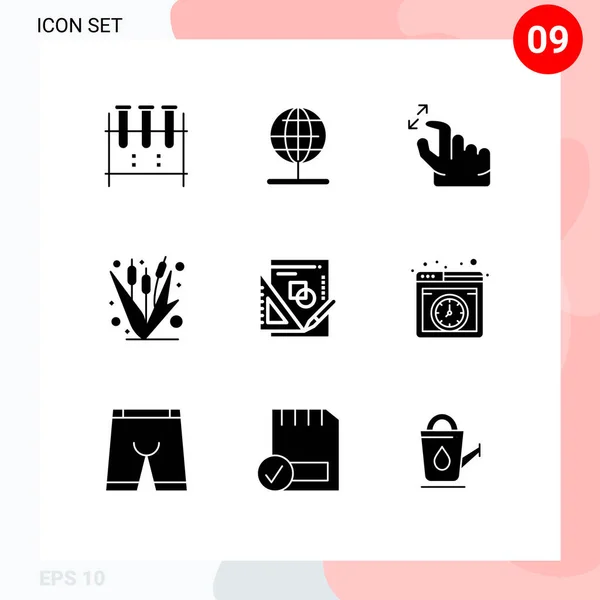 2014 Mobile Interface Solid Glyph Set Pictograms Corn Farm World — 스톡 벡터