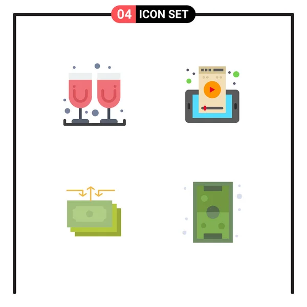 Set Modern Icons Symbols Signs Glass Money Web Page Cell — Stock Vector