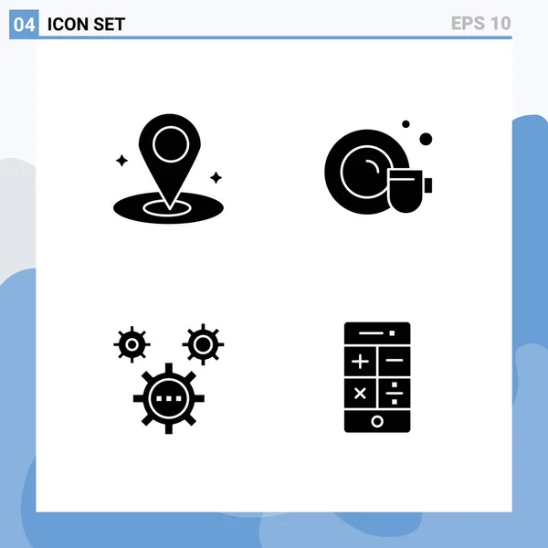 Creative Icons Modern Signs Sysymbols Location Ideas Dish Coding Calculator — Vector de stock