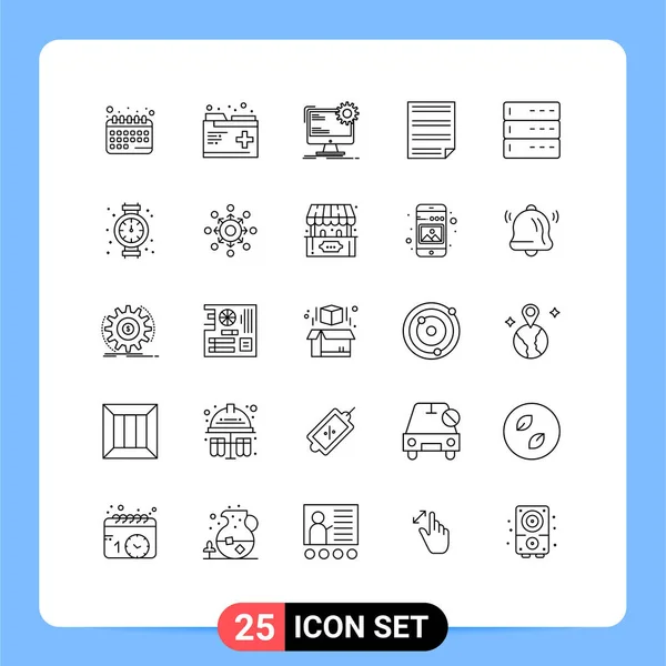 Vector Stock Icon Pack Líneas Signos Símbolos Para Informes Deberes — Archivo Imágenes Vectoriales