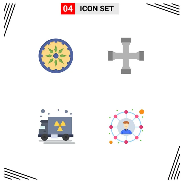 Groupe Icônes Plates Signes Symboles Pour Cercle Camion Construction Outils — Image vectorielle