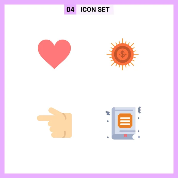 Benutzeroberfläche Flaches Icon Pack Moderner Zeichen Und Symbole Des Herzens — Stockvektor