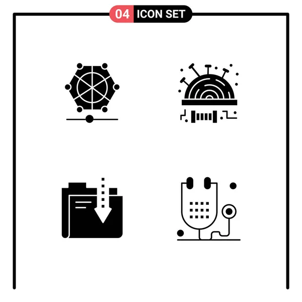 Set Modern Icons Symbols Signs Machine Content Data Sew Download — Stock Vector