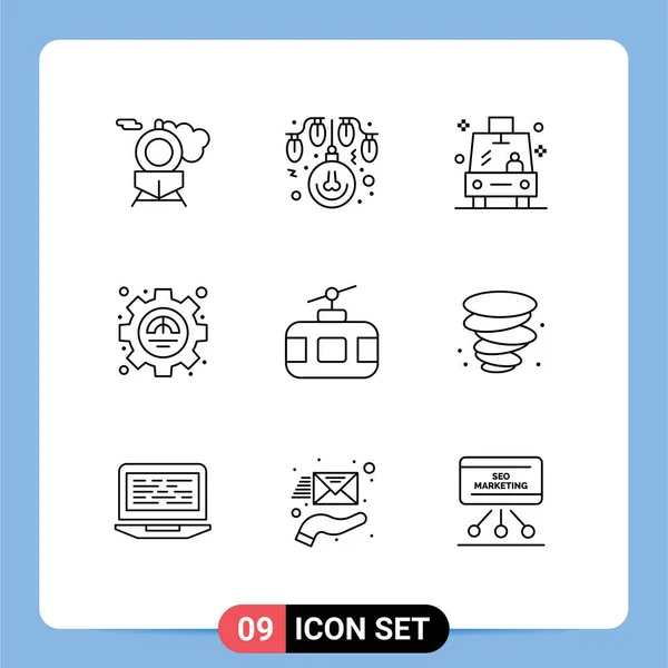 User Interface Outline Pack Modern Signs Symbols Tour Teleférico Transporte — Vetor de Stock