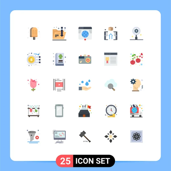 25ユーザーインターフェイス現代的な記号や検索のシンボルのフラットカラーパック オンライン インターネット ボックス編集可能なベクトルデザイン要素 — ストックベクタ