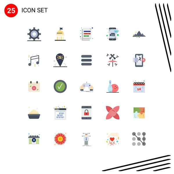 Set Vector Flat Colors Grid Record Mobile Vote Cctv Image — Vector de stock