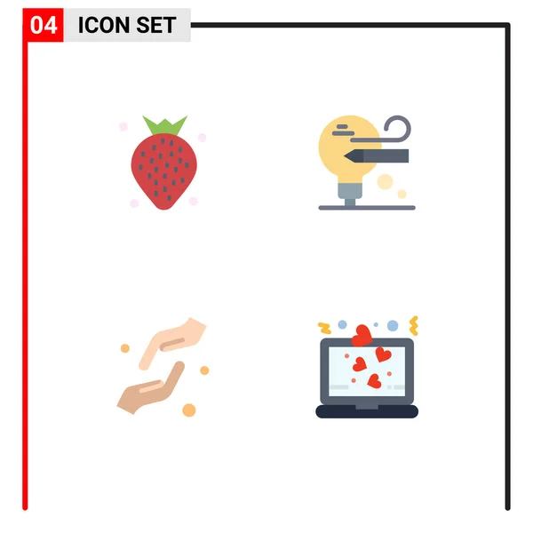 Benutzeroberfläche Flaches Icon Pack Moderner Zeichen Und Symbole Für Erdbeere — Stockvektor