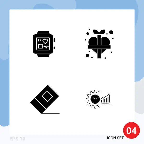 Pictogram Set Simple Solid Glyphs Medical Stationary Heart Add Analtics — 스톡 벡터