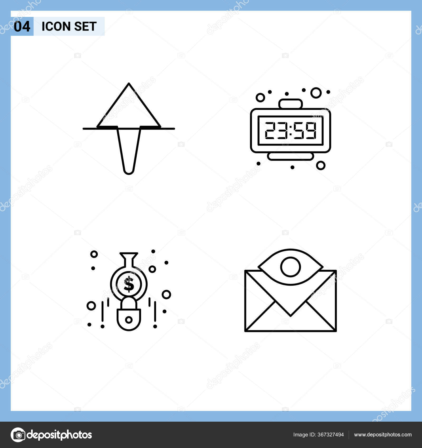 Mobile interface line set pictograms arrow calculate clock time finance 