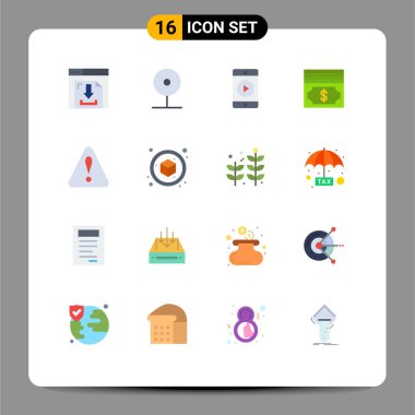 16 Yaratıcı Simge Modern İşaret ve Uyarı, Uyarı, Sosyal, Para, Para, Para Düzenlenebilir Yaratıcı Vektör Tasarım Elemanları Paketi