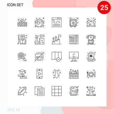 Akşam yemeği, dolap, tarayıcı, iş araçları, web geliştirme Düzenlenebilir Vektör Tasarım Elemanları için 25 Ticari Satır paketi