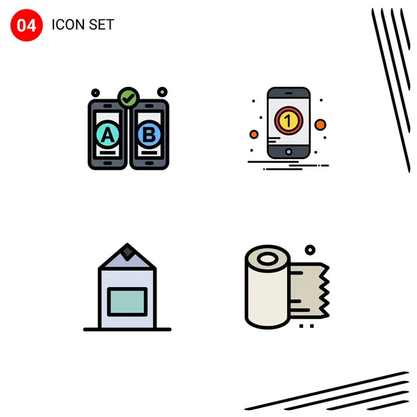 Set Modern Icons Sysymbols Signs Development Yogurt Notification Mobile Paper — Vector de stock