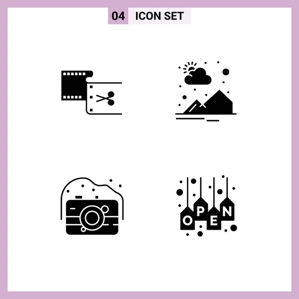Universal Icon Symbols Gruppe Von Modernen Solid Glyphen Für Clip — Stockvektor