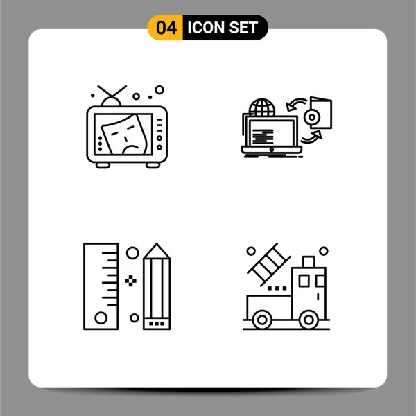 Set Modern Icons Symbols Signs Publishing Arts Online Design Editable — Stock Vector