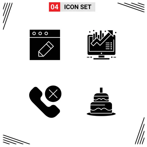 Universal Solid Glyphs Set Web Mobile Applications App Mobile Business — Stock Vector